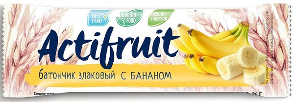 ACTIFRUIT/АКТИФРУТ ЗЛАКОВЫЙ БАНАН БАТОНЧИК 24 Г №1