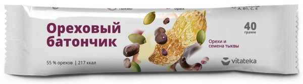 VITATEKA/ВИТАТЕКА БАТОНЧИК МЮСЛИ ОРЕХ С ТЫКВИЦЕЙ И ВИТАМИНОМ С БАТОНЧИК 40 Г №1
