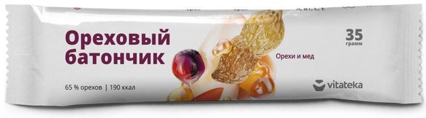 VITATEKA/ВИТАТЕКА БАТОНЧИК МЮСЛИ ОРЕХИ И МЕД БАТОНЧИК 35 Г №1