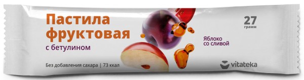 VITATEKA/ВИТАТЕКА ПАСТИЛА ФРУКТОВАЯ ЯБЛОКО СО СЛИВОЙ БАТОНЧИК 27 Г №1