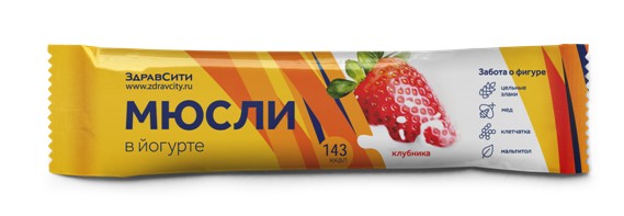 ЗДРАВСИТИ БАТОНЧИК МЮСЛИ КЛУБНИЧНЫЙ В ЙОГУРТЕ БАТОНЧИК 30 Г №1