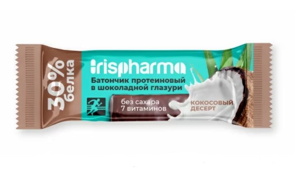 IRISPHARMA БАТОНЧИК ПРОТЕИНОВЫЙ КОКОСОВЫЙ ДЕСЕРТ БАТОНЧИК 40 Г №1