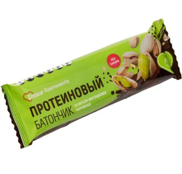 СЕРДЦЕ КОНТИНЕНТА БАТОНЧИК ПРОТЕИНОВЫЙ ФИСТАШКА В ШОКОЛАДНОЙ ГЛАЗУРИ БАТОНЧИК 40 Г №1