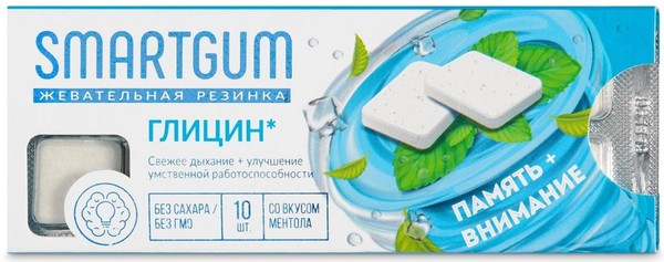 SMARTGUM/СМАРТГАМ ГЛИЦИН ТАБЛЕТКИ ЖЕВАТЕЛЬНЫЕ  1100 МГ №10