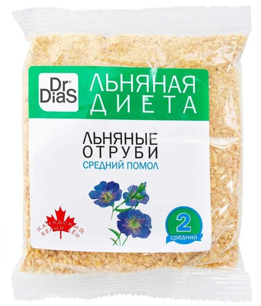 DR.DIAS ОТРУБИ ЛЬНЯНЫЕ СРЕДНИЙ ПОМОЛ ПОРОШОК 100 Г №1