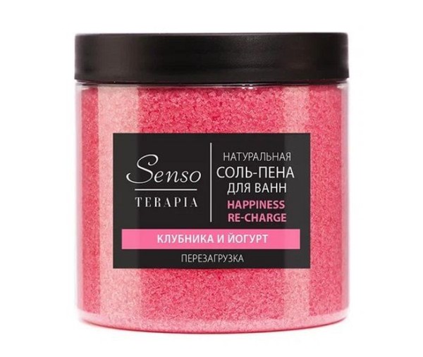 SENSO TERAPIA СОЛЬ-ПЕНА Д/ВАНН ПЕРЕЗАГРУЗКА HAPPINESS RE-CHARGE КЛУБНИКА/ЙОГУРТ ПЕНА ДЛЯ ВАНН 600 Г №1