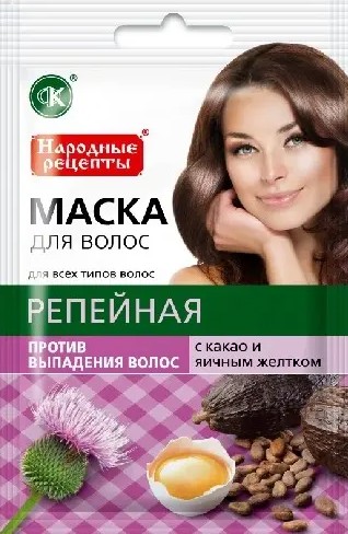 НАРОДНЫЕ РЕЦЕПТЫ МАСКА Д/ВОЛОС РЕПЕЙНАЯ ПРОТИВ ВЫПАДЕНИЯ ВОЛОС МАСКА ДЛЯ ВОЛОС 30 МЛ №1
