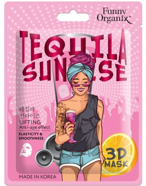 FUNNY ORGANIX 3D-МАСКА Д/ЛИЦА ТКАНЕВАЯ TEQUILA SUNRISE ЛИФТИНГ-ЭФФЕКТ МАСКА ДЛЯ ЛИЦА 23 Г №1