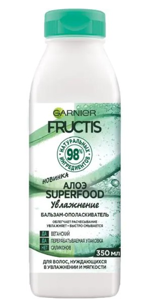 FRUCTIS БАЛЬЗАМ-ОПОЛАСКИВАТЕЛЬ ДЛЯ ВОЛОС SUPERFOOD АЛОЭ КОСМЕТИЧЕСКИЙ БАЛЬЗАМ 350 МЛ №1