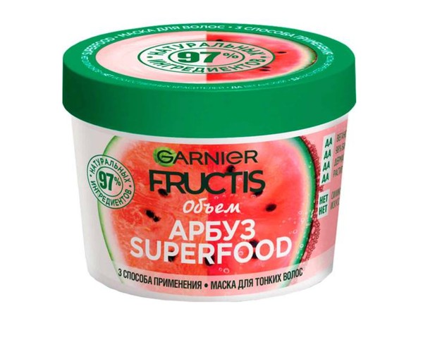 FRUCTIS МАСКА ДЛЯ ВОЛОС SUPERFOOD 3В1 АРБУЗ ДЛЯ ОБЪЕМА ВОЛОС КОСМЕТИЧЕСКАЯ МАСКА 390 МЛ №1