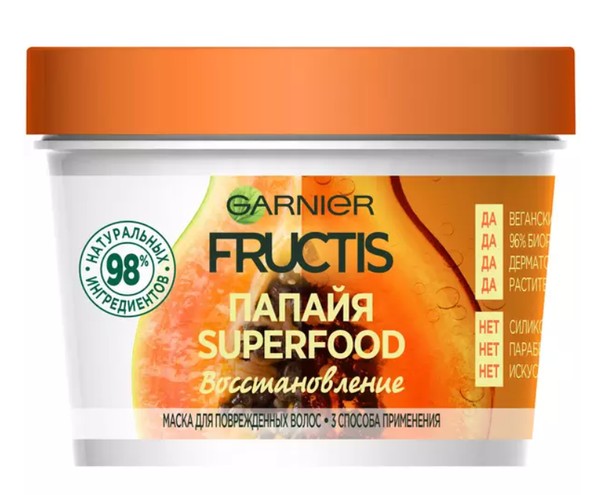 FRUCTIS МАСКА ДЛЯ ВОЛОС SUPERFOOD ПАПАЙЯ ВОССТАНОВЛЕНИЕ КОСМЕТИЧЕСКАЯ МАСКА 390 МЛ №1