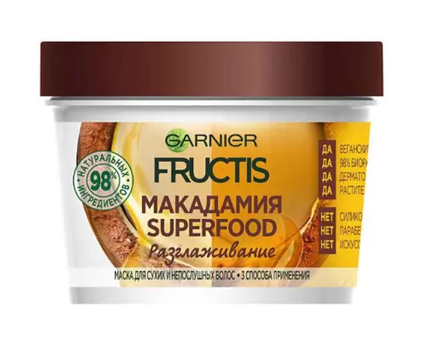 FRUCTIS МАСКА ДЛЯ ВОЛОС SUPERFOOD МАКАДАМИЯ РАЗГЛАЖИВАНИЕ КОСМЕТИЧЕСКАЯ МАСКА 390 МЛ №1