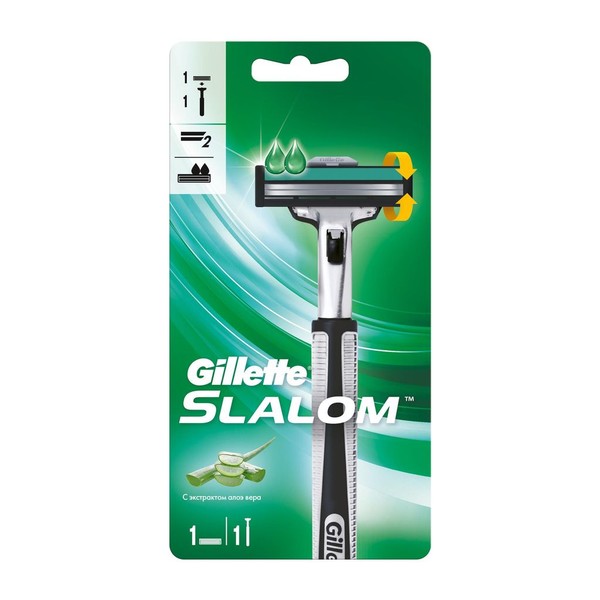 GILLETTE SLALOM БРИТВА + КАССЕТА СТАНОК ДЛЯ БРИТЬЯ + КАССЕТЫ   №1