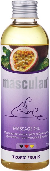 MASCULAN МАСЛО МАССАЖНОЕ РАССЛАБЛЯЮЩЕЕ С АРОМАТОМ ТРОПИЧЕСКИХ ФРУКТОВ МАСЛО ДЛЯ НАРУЖНОГО ПРИМЕНЕНИЯ 200 МЛ №1