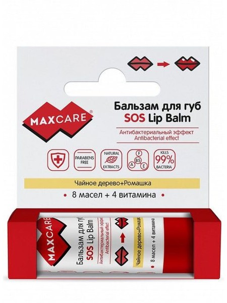 MAXCARE АНТИБАКТ SOS БАЛЬЗАМ Д/ГУБ ЧАЙНОЕ ДЕРЕВО/РОМАШКА БАЛЬЗАМ ДЛЯ ГУБ 4,2 Г №1