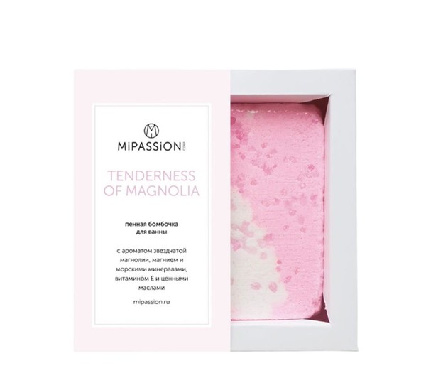 MIPASSION БОМБОЧКА Д/ВАННЫ КВАДРАТ TENDERNESS OF MAGNOLIA/НЕЖНОСТЬ МАГНОЛИИ КОСМЕТИЧЕСКИЕ СРЕДСТВА ДЛЯ РАСТВОРЕНИЯ  155 Г №1