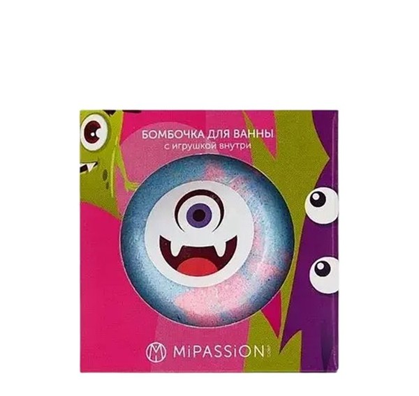 MIPASSION БОМБОЧКА Д/ВАННЫ С ИГРУШКОЙ МОНСТРИКИ КОСМЕТИЧЕСКИЕ СРЕДСТВА ДЛЯ РАСТВОРЕНИЯ  150 Г №1