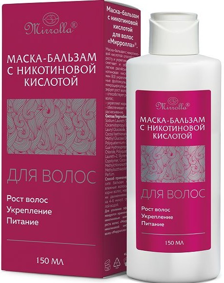 МИРРОЛЛА МАСКА-БАЛЬЗАМ С НИКОТИНОВОЙ КИСЛОТОЙ Д/РОСТА/УКРЕПЛЕНИЯ ВОЛОС БАЛЬЗАМ-МАСКА ДЛЯ ВОЛОС 150 МЛ №1