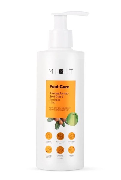 MIXIT FOOT CARE КРЕМ Д/НОГ С МОЧЕВИНОЙ ПРОТИВ НАТОПТЫШЕЙ 6В1 КРЕМ ДЛЯ НОГ  250 МЛ №1