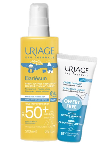 URIAGE НАБОР (BARIESUN СПРЕЙ Д/ДЕТЕЙ СОЛНЦЕЗАЩИТНЫЙ УВЛАЖН SPF50+200 МЛ+КРЕМ ОЧИЩАЮЩИЙ ПЕНЯЩИЙСЯ 50 МЛ) КОСМЕТИЧЕСКИЙ НАБОР    №1
