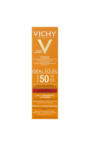 VICHY CAPITAL IDEAL SOLEIL УХОД 3-В-1 КРЕМ АНТИ-ВОЗРАСТ С АНТИОКСИДАНТАМИ SPF50 КРЕМ СОЛНЦЕЗАЩИТНЫЙ  50 МЛ №1