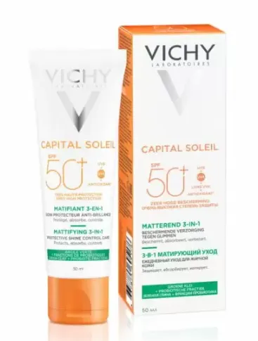 VICHY CAPITAL IDEAL SOLEIL УХОД МАТИРУЮЩИЙ Д/ЖИРНОЙ/ПРОБЛЕМНОЙ КОЖИ 3В1 SPF 50+ СРЕДСТВО ДЛЯ ЛИЦА  50 МЛ №1
