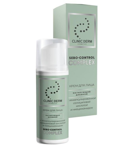 CLINIC DERM SEBO-CONTROL COMPLEX КРЕМ Д/ЛИЦА МАТИРУЮЩИЙ С ИНКАПСУЛИР САЛИЦИЛОВОЙ КИСЛОТОЙ/НИАЦИНАМИДАМИ КРЕМ ДЛЯ ЛИЦА 50 МЛ №1