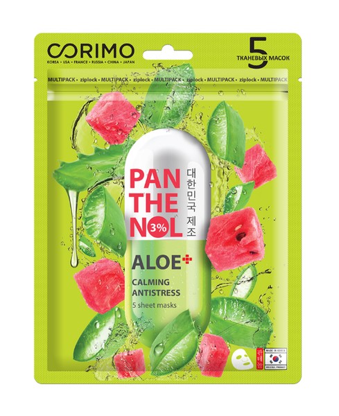 CORIMO ALOE-PANTHENOL МАСКА ТКАНЕВАЯ Д/ЛИЦА ЛИПИДОВОССТАНАВЛИВАЮЩАЯ МАСКА ДЛЯ ЛИЦА  70 Г №5