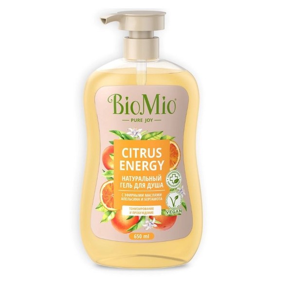BIOMIO ГЕЛЬ Д/ДУША НАТУРАЛ С ЭФИРНЫМИ МАСЛ АПЕЛЬСИНА И БЕРГАМОТА ГЕЛЬ ДЛЯ ДУША 650 МЛ №1