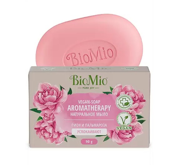 BIOMIO AROMATHERAPY МЫЛО ПИОН/ПАЛЬМАРОЗА КОСМЕТИЧЕСКОЕ МЫЛО 90 Г №1