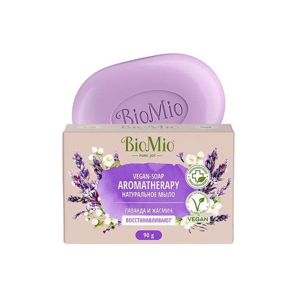 BIOMIO SUPERFOOD МЫЛО КУСКОВОЕ НАТУРАЛЬНОЕ ЛАВАНДА И ЖАСМИН КОСМЕТИЧЕСКОЕ МЫЛО 90 Г №1