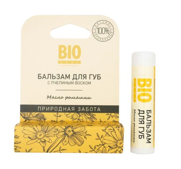 BIOZONE/БИОЗОН БАЛЬЗАМ Д/ГУБ НАТУРАЛЬНЫЙ С ПЧЕЛИНЫМ ВОСКОМ РОМАШКА БАЛЬЗАМ ДЛЯ ГУБ 4,25 Г №1