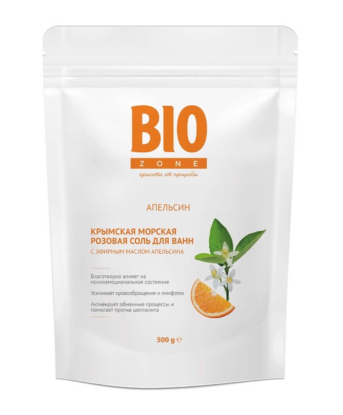 BIOZONE/БИОЗОН СОЛЬ ДЛЯ ВАНН КРЫМСКАЯ МОРСКАЯ РОЗОВАЯ С ЭФИРН МАСЛОМ АПЕЛЬСИНА СОЛЬ ДЛЯ ВАННЫ  500 Г №1