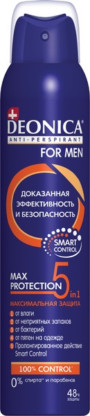 DEONICA FOR MEN АНТИПЕРСПИРАНТ СПРЕЙ MAX-PROTECTION 5В1 ДЕЗОДОРАНТ 200 МЛ №1