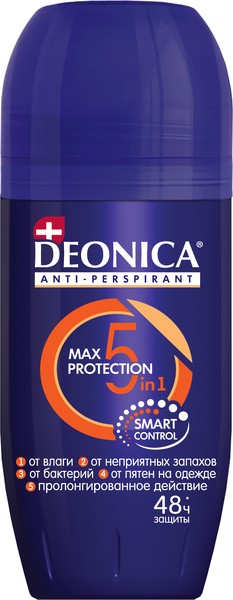 DEONICA FOR MEN АНТИПЕРСПИРАНТ ШАРИКОВЫЙ MAX-PROTECTION 5В1 ДЕЗОДОРАНТ 50 МЛ №1