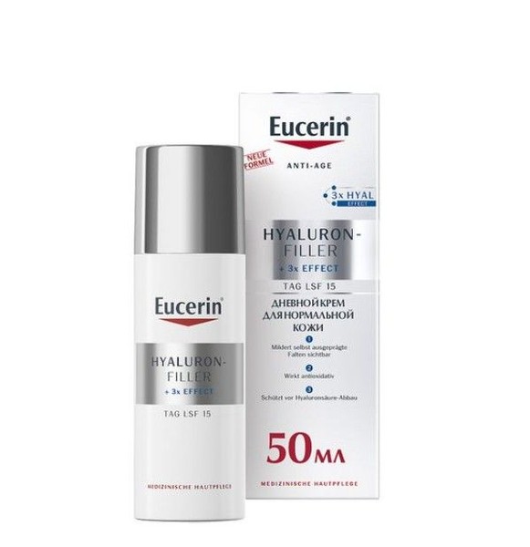 EUCERIN HYALURON-FILLER КРЕМ Д/ДНЕВНОГО УХОДА ЗА НОРМАЛ/КОМБИН КОЖЕЙ SPF15 КРЕМ ДЛЯ ЛИЦА И ШЕИ  50 МЛ №1