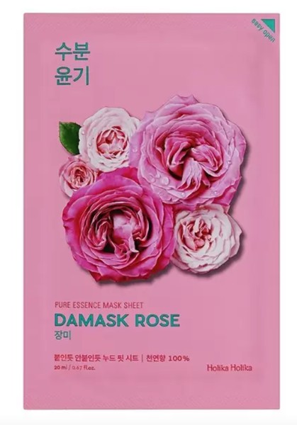 HOLIKA HOLIKA PURE ESSENCE МАСКА Д/ЛИЦА ТКАНЕВАЯ УВЛАЖНЯЮЩАЯ ДАМАССКАЯ РОЗА МАСКА ДЛЯ ЛИЦА 20 МЛ №1