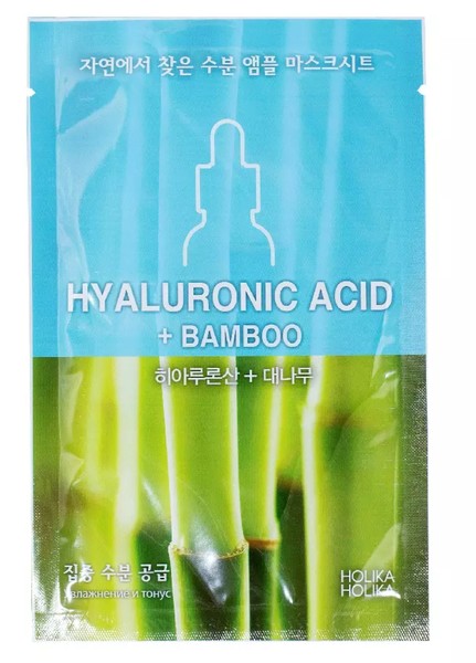 HOLIKA HOLIKA AMPOULE ESSENCE SHEET МАСКА Д/ЛИЦА ТКАН ГИАЛУРОН КИСЛОТА + БАМБУК МАСКА ТКАНЕВАЯ 18 МЛ №1