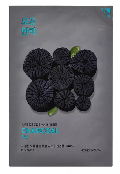 HOLIKA HOLIKA PURE ESSENCE MASK SHEET МАСКА Д/ЛИЦА ТКАНЕВАЯ МАТИРОВАНИЕ/СУЖЕНИЕ ПОР УГОЛЬ МАСКА ТКАНЕВАЯ 23 МЛ №1