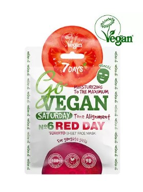 7 ДЕЙС (7 DAYS) GO VEGAN ТКАНЕВАЯ МАСКА ДЛЯ ЛИЦА SATURDAY RED DAY TOMATO ДЛЯ ГАНГСТА-СЕНЬОРИТ