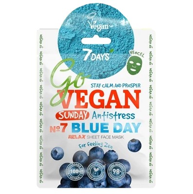7 ДЕЙС (7 DAYS) GO VEGAN ТКАНЕВАЯ МАСКА ДЛЯ ЛИЦА SUNDAY BLUE DAY RELAX ДЛЯ ЛОВЦОВ ДЗЕНА