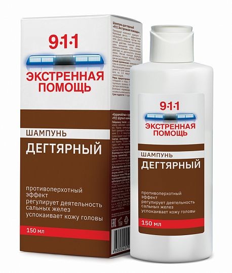 911 ЭКСТРЕННАЯ ПОМОЩЬ ШАМПУНЬ ДЕГТЯРНЫЙ П/ПЕРХОТИ ШАМПУНЬ 150 МЛ №1