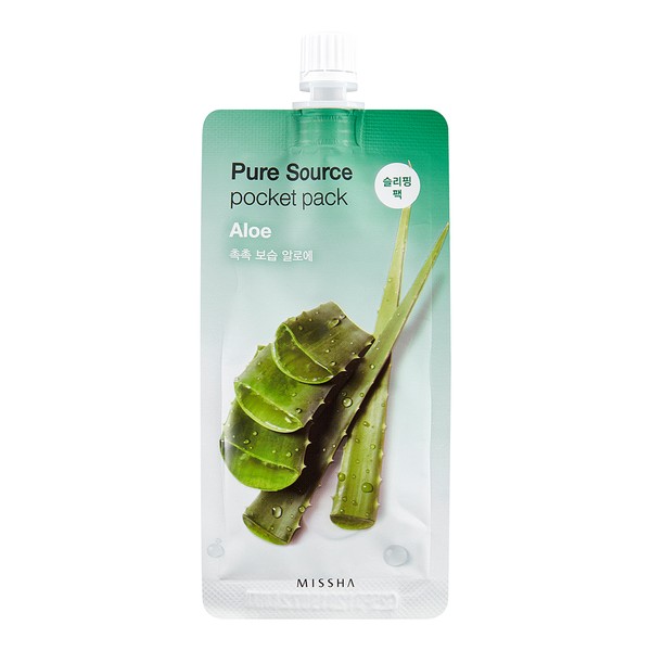MISSHA PURE SOURCE POCKET PACK МАСКА Д/ЛИЦА КРЕМОВАЯ НОЧНАЯ С ЭКСТРАКТОМ АЛОЭ МАСКА ДЛЯ ЛИЦА 10 МЛ №1