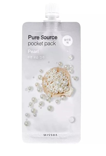 MISSHA PURE SOURCE POCKET PACK МАСКА Д/ЛИЦА КРЕМОВАЯ НОЧНАЯ С ЭКСТРАКТОМ ЖЕМЧУГА МАСКА ДЛЯ ЛИЦА 10 МЛ №1