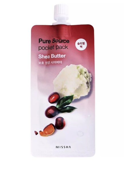 MISSHA PURE SOURCE POCKET PACK МАСКА Д/ЛИЦА КРЕМОВАЯ НОЧНАЯ С МАСЛОМ ШИ МАСКА ДЛЯ ЛИЦА 10 МЛ №1