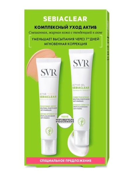 SVR SEBIACLEAR НАБОР КОМПЛЕКСНЫЙ УХОД АКТИВ (КРЕМ-УХОД УНИВЕРС ТОН 40 МЛ+ГЕЛЬ АКТИВ 40 МЛ) НАБОР    №1