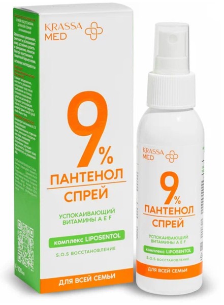 KRASSA MED ПАНТЕНОЛ 9% СПРЕЙ Д/ВСЕЙ СЕМЬИ ПОСЛЕ ЗАГАРА УСПОКАИВАЮЩИЙ КОСМЕТИЧЕСКИЙ СПРЕЙ  100 МЛ №1