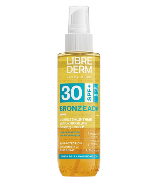LIBREDERM BRONZEADA ФЛЮИД-СПРЕЙ Д/ЛИЦА/ТЕЛА СОЛНЦЕЗАЩ УВЛАЖ ДВУХФАЗНЫЙ SPF30 КОСМЕТИЧЕСКИЙ ФЛЮИД  150 МЛ №1