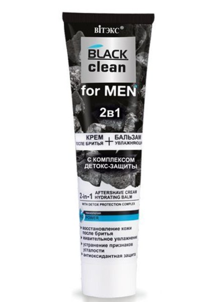ВИТЭКС BLACK CLEAN FOR MEN 2В1 КРЕМ ПОСЛЕ БРИТЬЯ+БАЛЬЗАМ УВЛАЖН С КОМПЛ ДЕТОКС-ЗАЩИТЫ СРЕДСТВО ПОСЛЕ БРИТЬЯ 100 МЛ №1