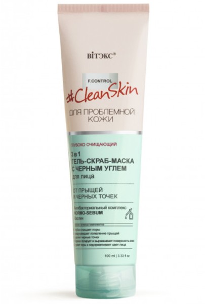 ВИТЭКС CLEAN SKIN ГЕЛЬ-СКРАБ-МАСКА Д/ПРОБЛЕМН КОЖИ ЛИЦА ОТ ПРЫЩЕЙ/ЧЕРН ТОЧЕК С УГЛЕМ ГЕЛЬ-СКРАБ 100 МЛ №1